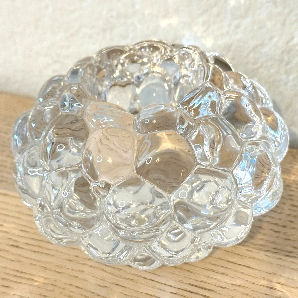 Orrefors Raspberry Art Glass Votive Candle Holder Tealight Bubble Texture Modern